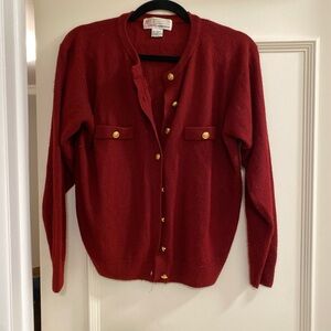 Vintage Maroon Button-Up Women's Sweater